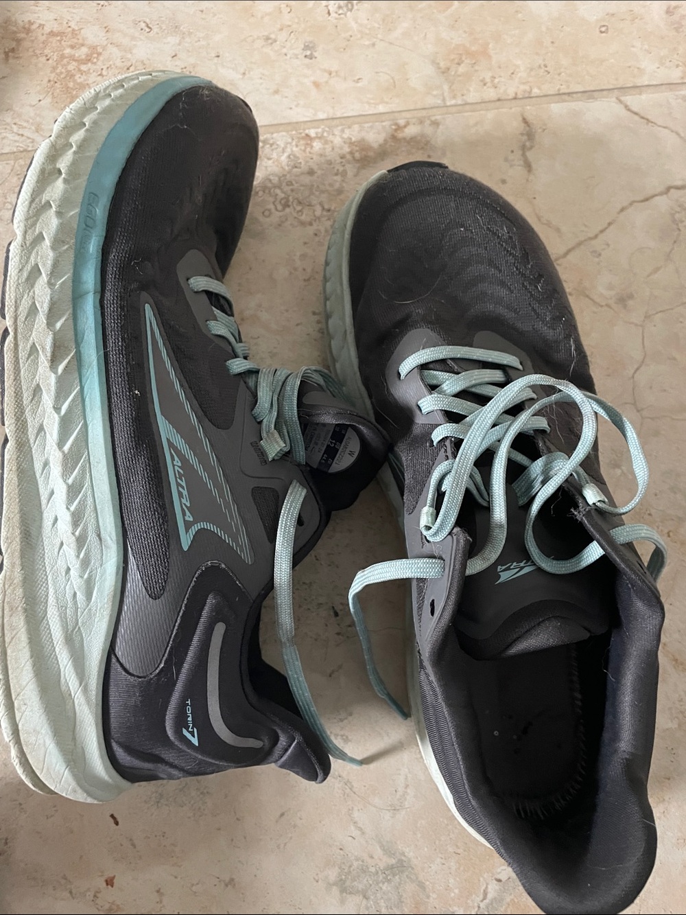 Altra Women's Black with Light Teal Lace-Up Running Sneakers